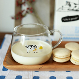 创意ZAKKA玻璃杯子 耐热简约带把小清新韩国牛奶早餐杯微波炉可用