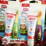 美国NUK 婴幼儿宝宝训练软毛牙膏牙刷套装 安全无氟可吞咽正品