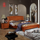 匠人家具新中式风格水曲柳老榆木纯实木现代简约双人床1.8米床QC