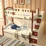 地中海风格儿童床双层床上下床子母床实木橡木高低床上下铺公主床