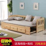 定制多功能小户型沙发床 可折叠 实木推拉坐卧两用客厅储物组合