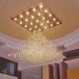 现代客厅吸顶灯水晶灯长方形餐厅吊灯LED时尚创意金字塔吊线灯具