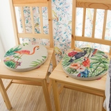 丛林风 亚麻风格风格鹦鹉 布艺 餐椅垫椅坐垫 圆形椅垫 可拆洗
