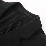 秋冬季修身型加绒加厚职业小西装男结婚礼服西服外套青年黑色套装