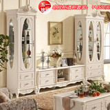 欧式电视柜酒柜组合白色客厅家具法式地柜茶几套装1.8米2.2米描金