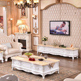 欧式大理石电视柜茶几组合简约现代实木雕花框架客厅整装成套家具