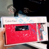 加拿大直邮正品Calvin Klein CK漆皮压纹带logo女士长款钱包礼盒