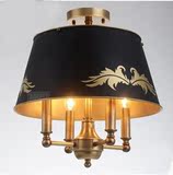 欧式简约全铜吊灯美式工业奢华纯铜花纹灯罩吸顶灯咖啡厅铜灯具