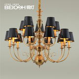 美式吊灯全铜灯饰 欧式别墅客厅铜灯北欧地中海餐厅艺术复古灯具