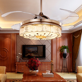 隐形吊扇灯 客厅餐厅卧室饭厅金色欧式简约家用LED水晶电风扇吊灯