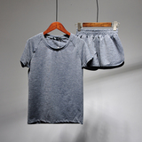 瑜伽服套装夏季速干运动T恤修身运动跑步短裤短袖T恤两件套装女