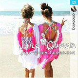 Jane_Queen名媛网红高端女装批发 澳洲订单露背流苏串珠沙滩裙