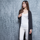 2016夏季新款韩版雪纺针织拼接中长款外套薄款披肩修身女开衫防晒