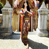 泰国波西米亚民族风沙滩裙海边度假大码显瘦长裙连衣裙马尔代夫夏