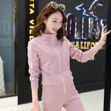 运动服女2016春新款韩版长袖修身显瘦运动两件套时尚休闲卫衣套装