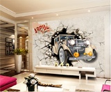 欧式儿童房3d立体汽车壁画个性创意客厅卧室床头背景墙纸环保壁纸
