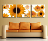客厅装饰画简约时尚无框画背景墙画花卉三联画卧室挂画壁画向日葵