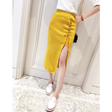 玛雅女装夏装2016新款潮韩版夏季开叉系带中长款针织包臀半身裙女