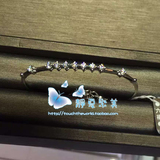 香港代购 六福珠宝 18K镶钻石手镯可调大小白金手镯