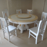 特价餐桌椅组合 欧式白色大理石餐桌 饭店圆形吃饭桌子 餐厅家具