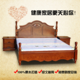 美式乡村风格罗马柱雕花卧室实木储物双人高箱床实木床1.8米1.5米