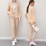 韩版2016夏装新款时尚女装套装休闲小西装外套哈伦九分裤两件套潮