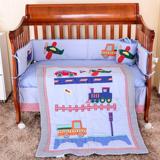 美国婴儿床上用品套件防撞床围婴儿床帏床笠小被子男宝宝卡车飞机