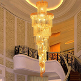 复式楼金色水晶吊灯酒店宾馆大厅欧式长吊灯客厅灯别墅楼梯间灯具