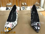 专柜正品Tata/他她16秋款新款时尚印花浅口尖头字母女单鞋 FB701D