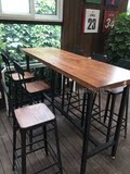 美式做旧星巴克复古高脚凳咖啡休闲铁艺吧台靠背酒吧椅长方形桌椅