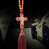 十字架汽车挂件高档玛瑙保平安符车内挂饰品水晶基督教耶稣吊饰