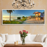 现代客厅沙发背景墙装饰画卧室床头餐厅挂画海边简约风景壁画横幅