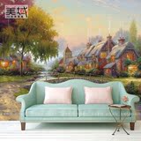 美域欧式壁画美式乡村风景油画3d墙纸客厅电视沙发背景墙壁纸墙布