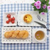 浮雕长方形创意陶瓷漂亮家用白色蛋糕盘子餐具水果碟子早餐小吃碟