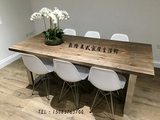LOFT美式复古做旧铁艺餐桌书桌实木办公桌会议桌原木餐桌简约书桌