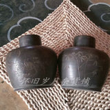 怀旧老物件锡茶叶罐 锡制品 老锡罐 雕刻花纹 茶具 古董茶叶罐