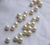 天然淡水珍珠8-8.5正圆珠裸珠半孔颗粒吊坠戒指镶嵌半成品散珠diy