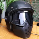 出口专供包皮质个性哈雷摩托车复古头盔踏板机车半盔摩托车头盔