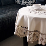 美式客厅圆桌桌布布艺欧式客厅圆形桌布家用正方形方桌绣花台布