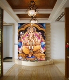 大型壁画酒店东南亚印度风格宗教瑜伽馆墙纸印度神泰国神象神壁纸