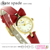 日本代购 正品kate spade可爱甜美红色真皮石英女士手表直邮