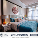 新中式实木架子床现代中式1.8M双人床婚床会所宾馆样板房家具定制
