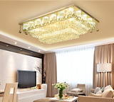 欧式水晶灯遥控变色LED吸顶灯长方形客厅灯大气时尚卧室吊灯圆形