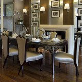 新古典餐桌椅组合 欧式实木餐桌 时尚奢华后现代长方形6人饭桌椅