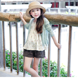 女童2016夏季品牌亲子防晒空调溥针织衫纯色全棉长袖开衫外套上衣