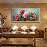 欧式客厅挂画装饰画富贵牡丹油画精品花卉手工手绘中式油画