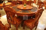 红木家具非洲花梨木1米56圆台一桌8椅餐厅餐桌台面黑檀板