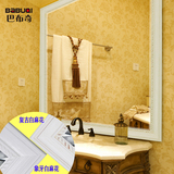 浴室镜子壁挂墙 实木框欧式美式卫浴镜 卫生间复古做旧洗手间镜子