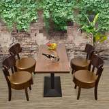 简约实木小吃奶茶甜品店咖啡馆西餐厅桌椅组合长方形餐桌4人批发2