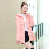 冬季棉衣外套女中长款韩版女装学生修身长袖蝴蝶结蕾丝拼接棉袄潮